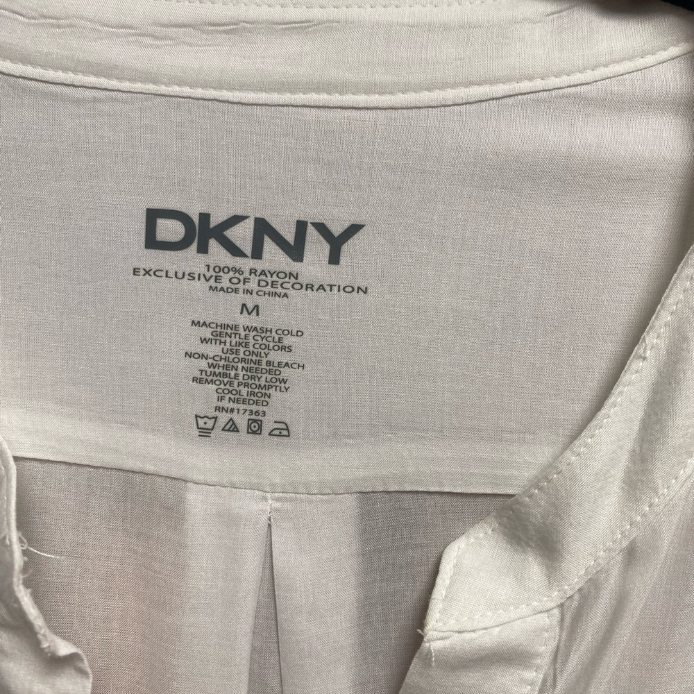 DKNY White Rayon Button-Front Shirt - Picture 4 of 9